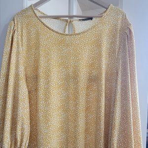 Adrianna Papell Yellow and White 3X Blouse